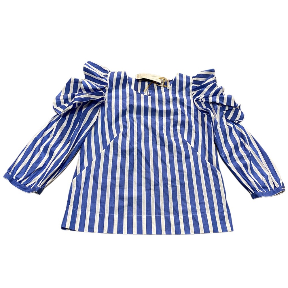 Le Sarte Pettegole cold shoulder striped shirt new with flaws